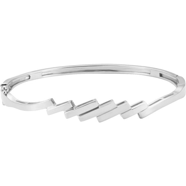 classic hinged bangle bracelet in 14k white gold