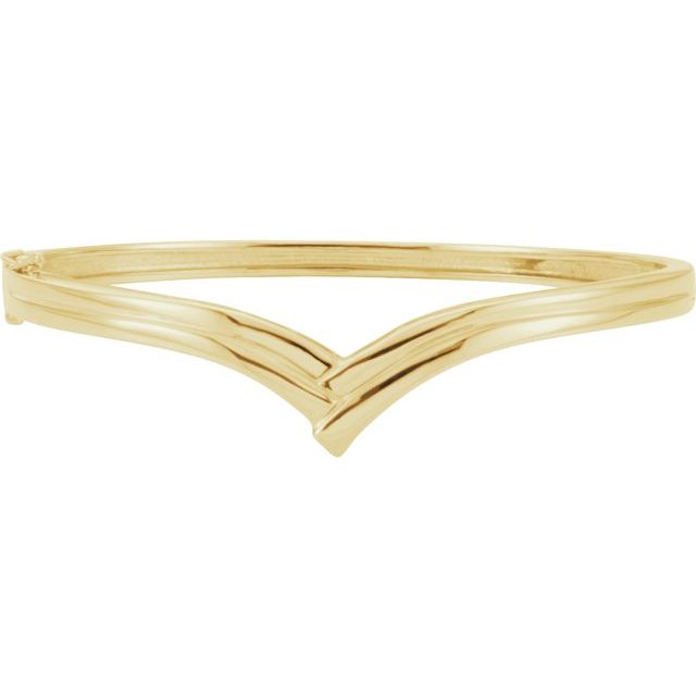 v-profile hinged bangle bracelet in 14k yellow gold