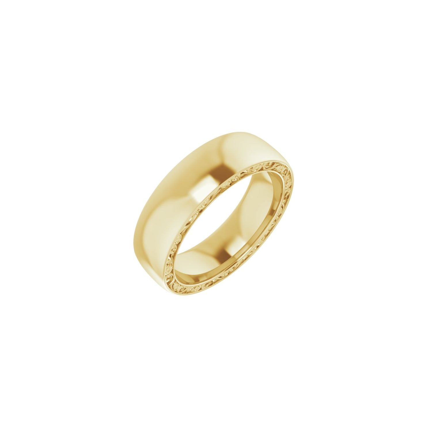 yellow gold sculptural standard-fit half round band men's wedding band