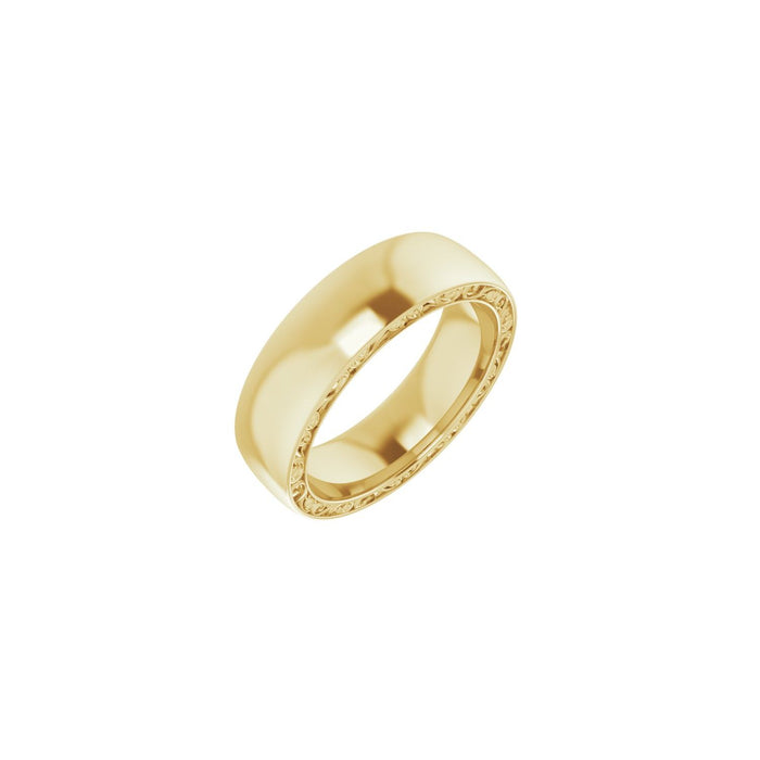 yellow gold sculptural standard-fit half round band men's wedding band