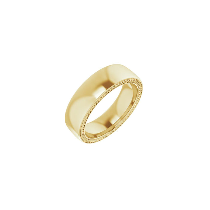 yellow gold wheat pattern inlay comfort-fit half round band men's wedding band