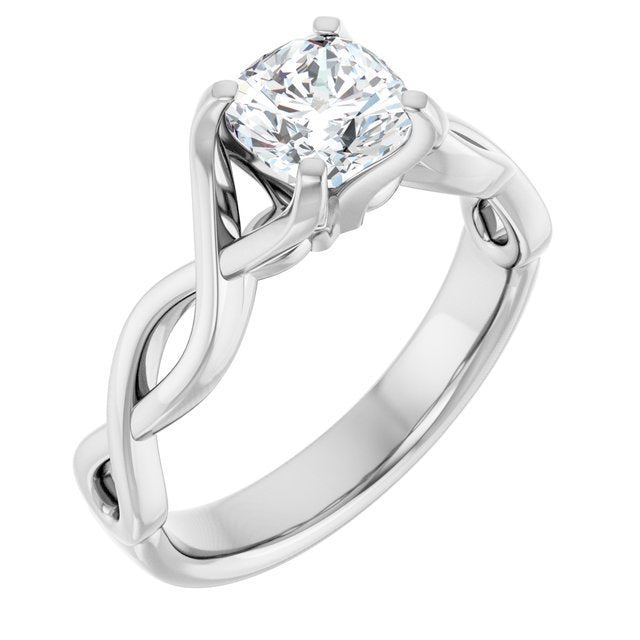 1.4 ct Cushion Lab-Grown Diamond Rope Solitaire Engagement Ring