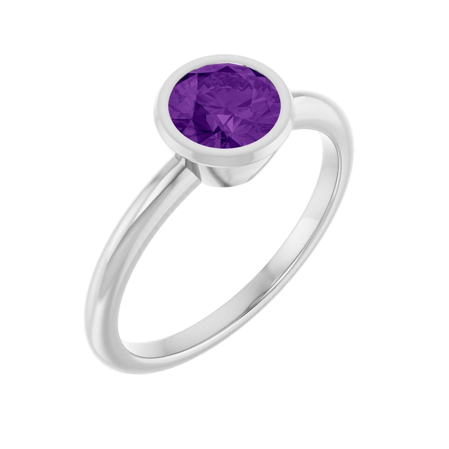 Amethyst Bezel-Set Ring in 14K White Gold
