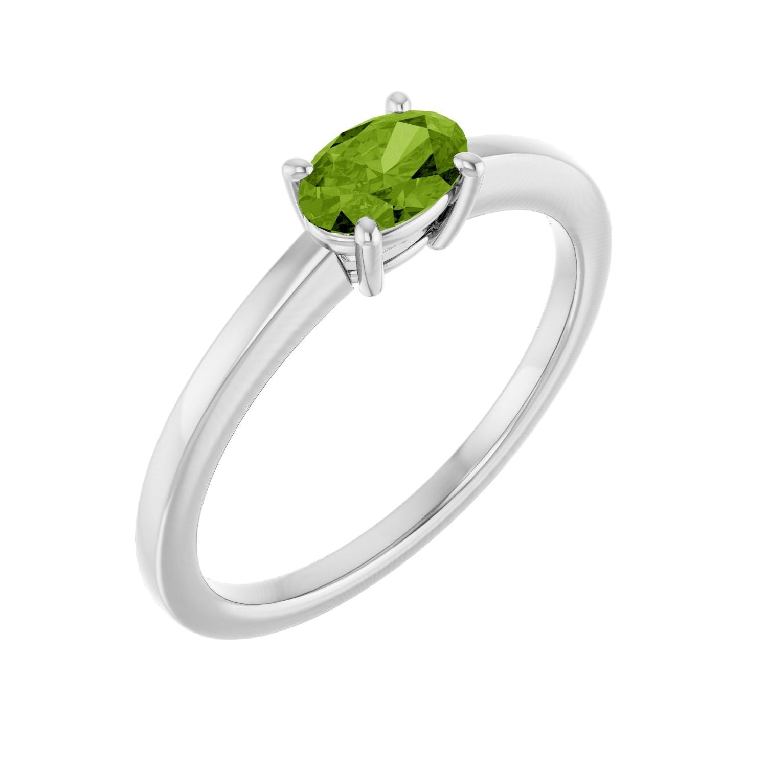 Oval Peridot Solitaire in 14K White Gold