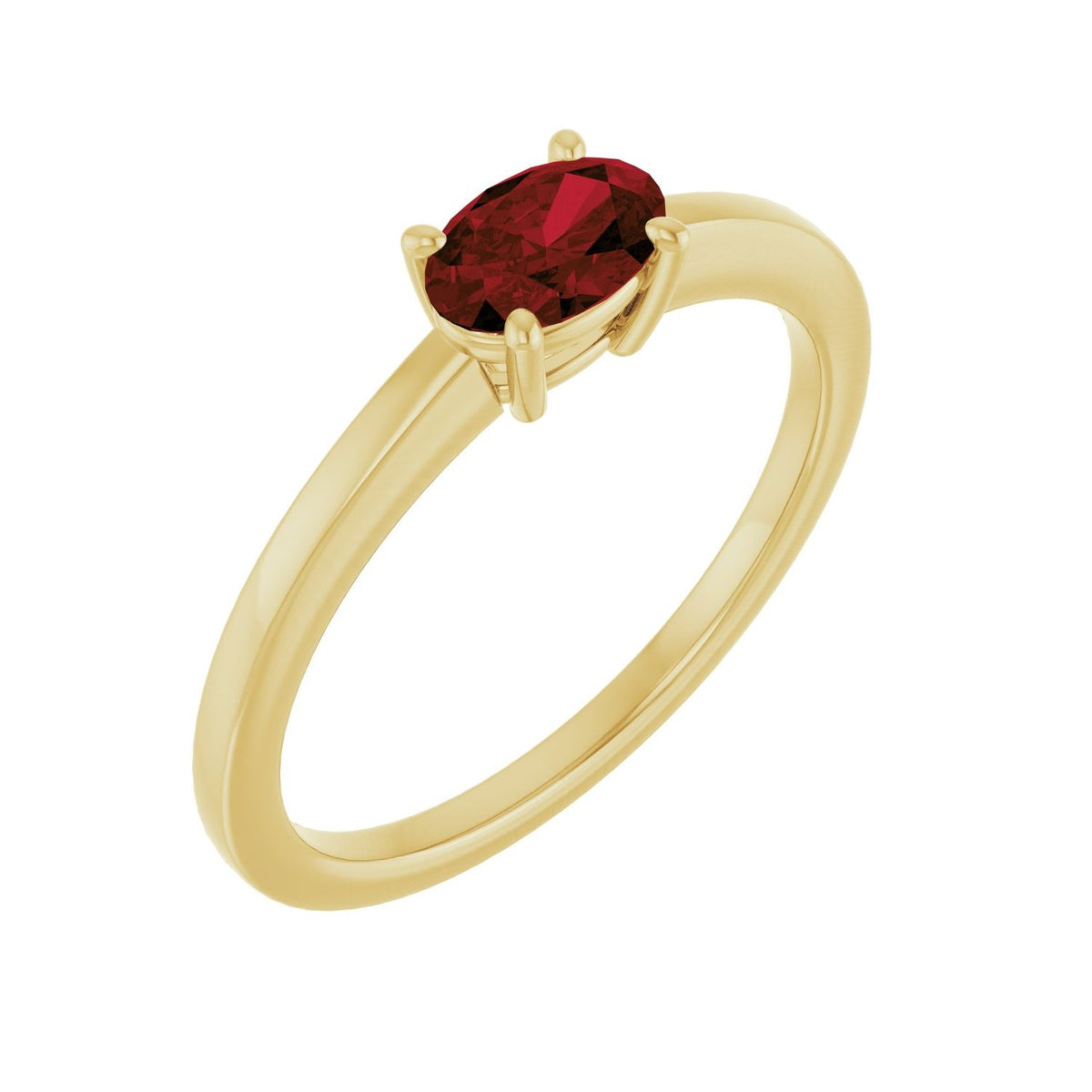 Oval-Cut Solitaire Garnet Ring in 14K Yellow Gold