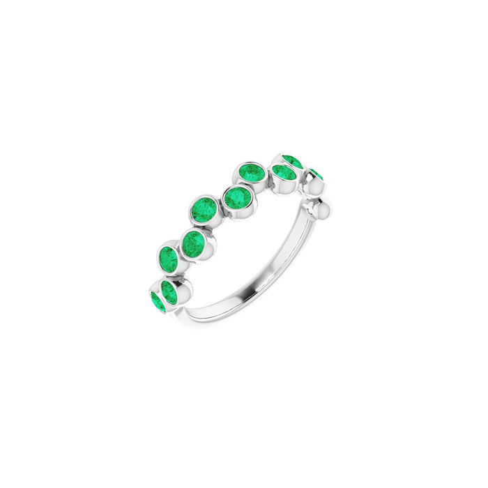 Natural Emerald Bezel-Set Ring (2.5 mm) in 14K White Gold