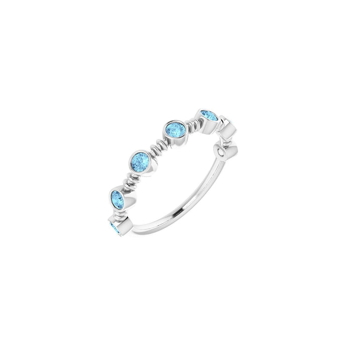 Natural Aquamarine Bezel-Set Ring (2.5 mm) in 14K White Gold
