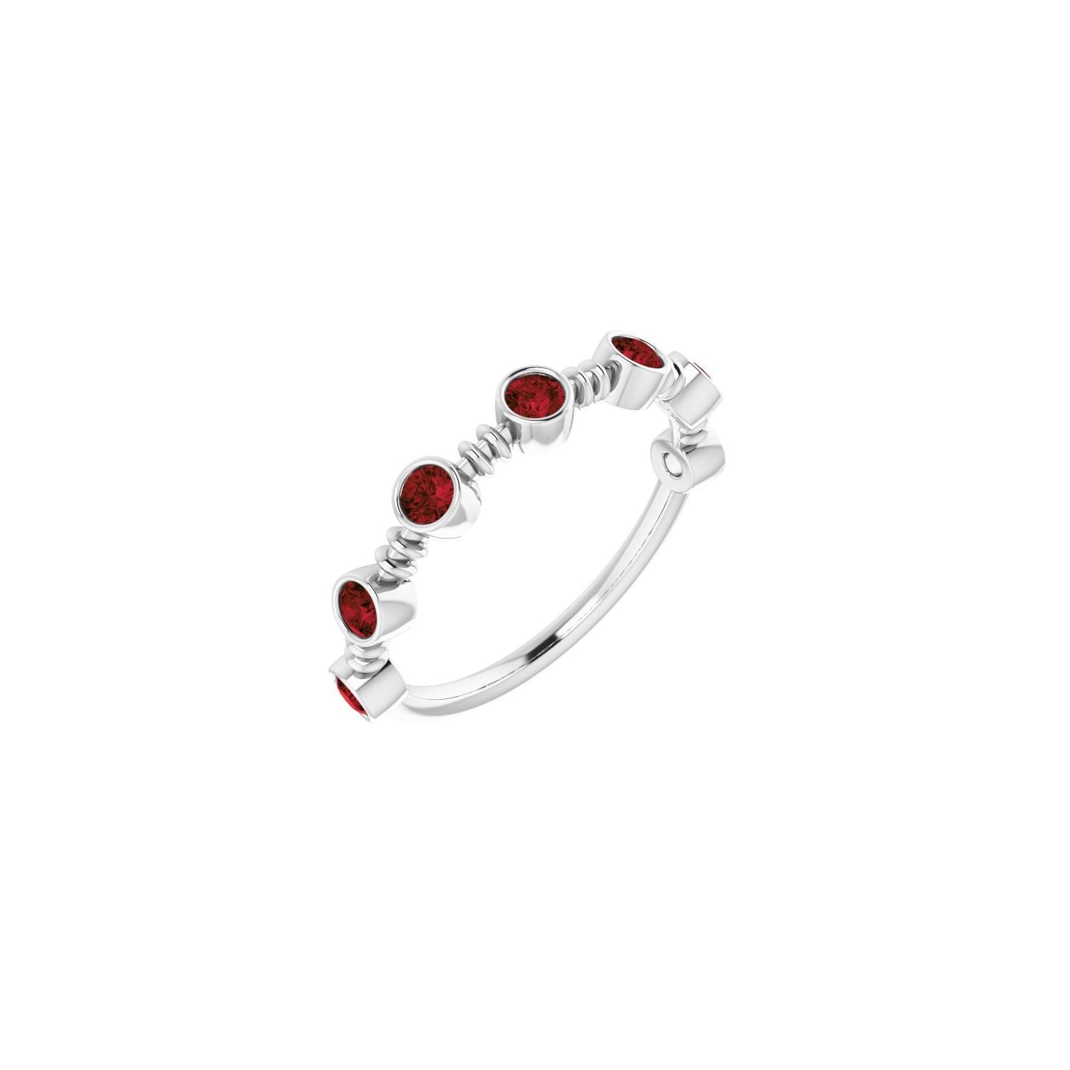 Garnet Bezel-Set Ring in 14K White Gold