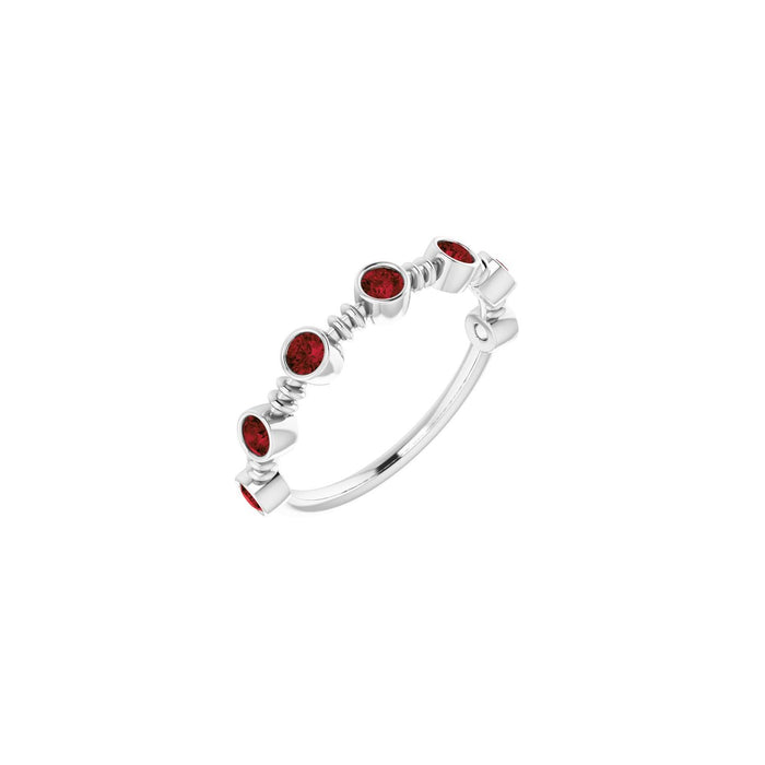 Garnet Bezel-Set Ring in 14K White Gold