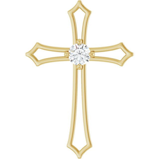 princess-set diamond cross pendant in 14k yellow gold
