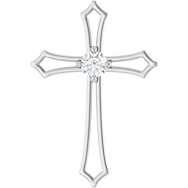 princess-set diamond cross pendant in 14k white gold