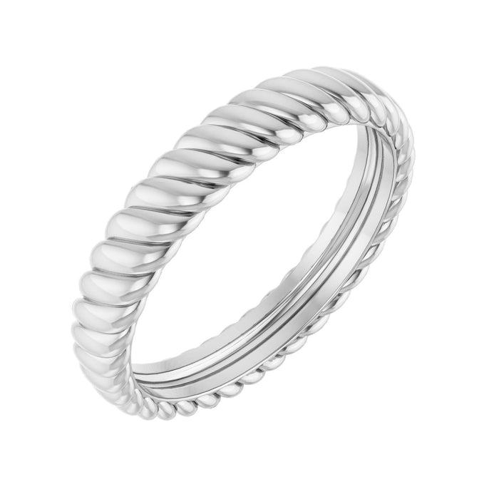 white gold rope comfort-fit women's wedding band