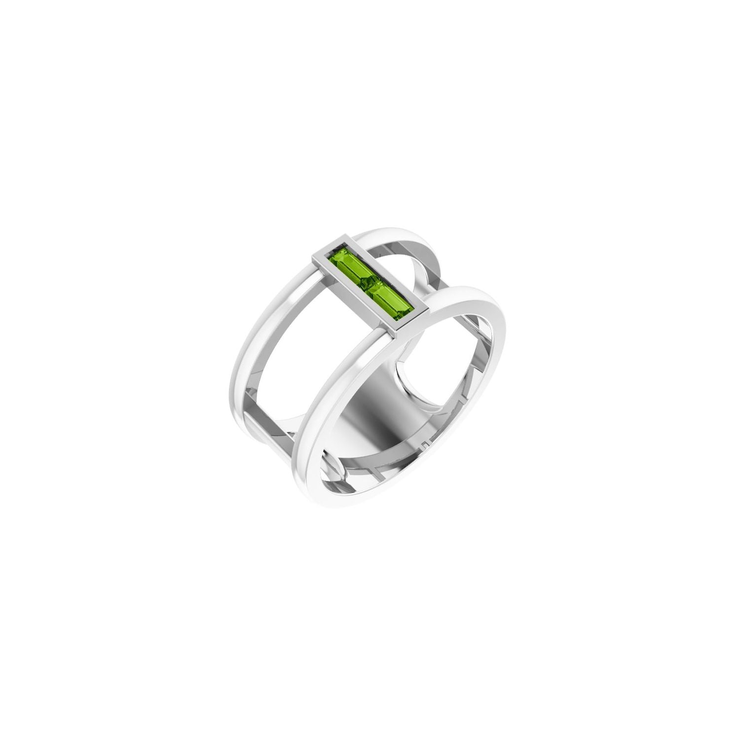 Peridot Negative-Space Ring in 14K White Gold