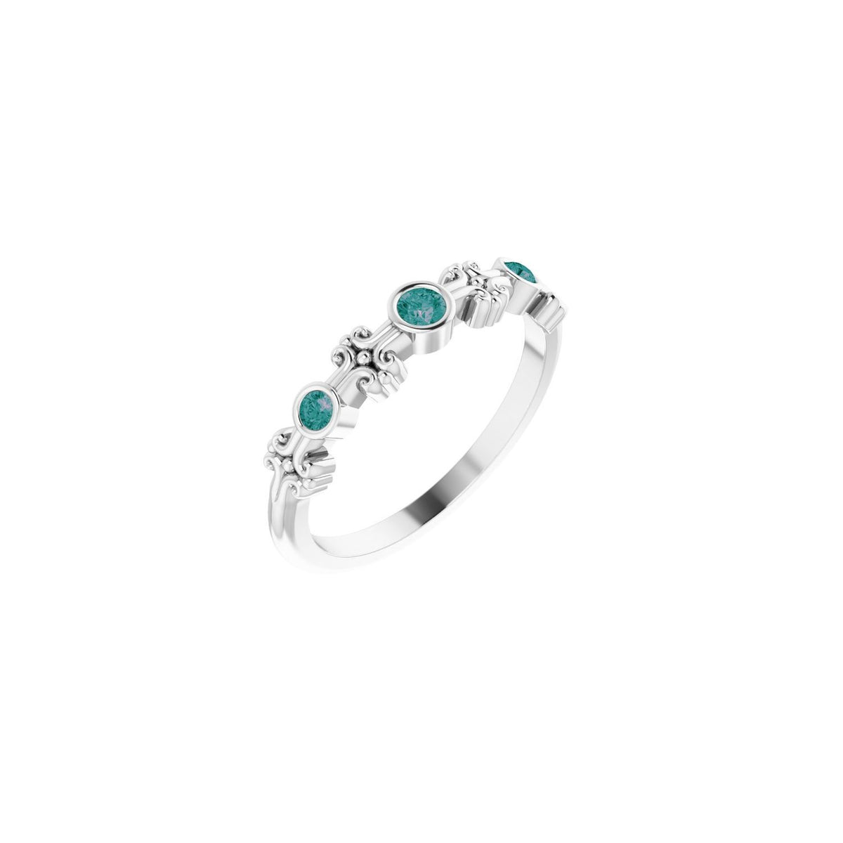Alexandrite Bezel-Set Ring (2.5 mm) in 14K White Gold