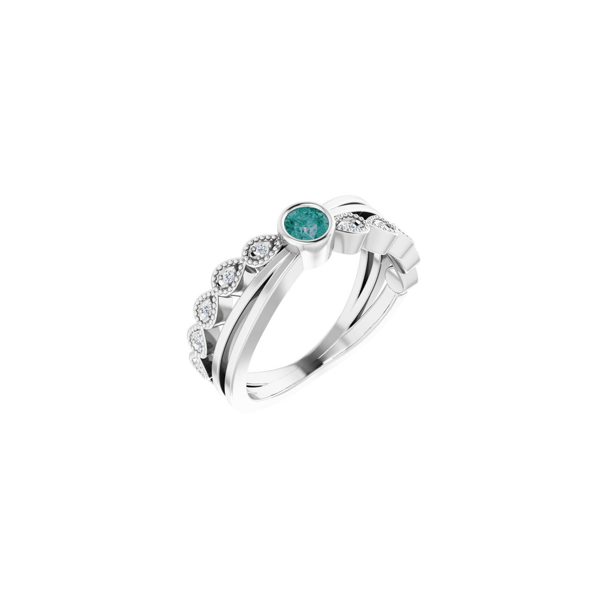 Alexandrite & .04 ctw Diamond Accent Ring (3.5 mm) in 14K White Gold