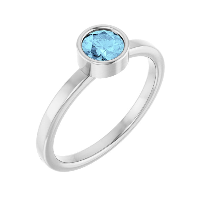 Natural Aquamarine Ring in Platinum