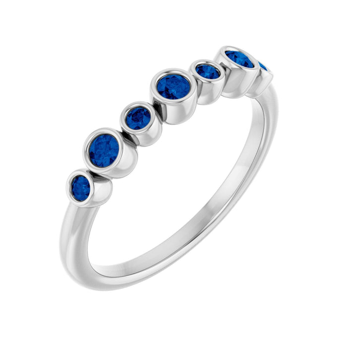 Blue Sapphire Bezel-Set Ring in 14K White Gold