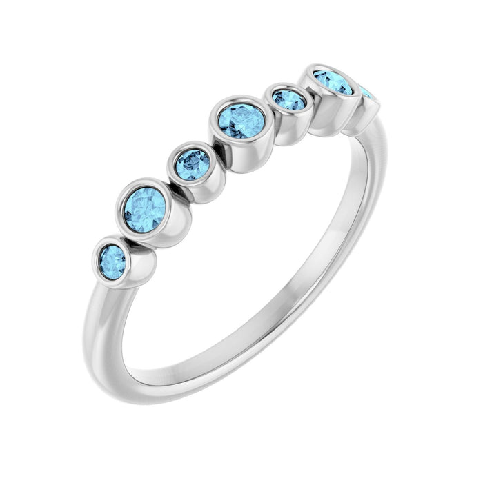 Natural Aquamarine Bezel-Set Ring in 14K White Gold