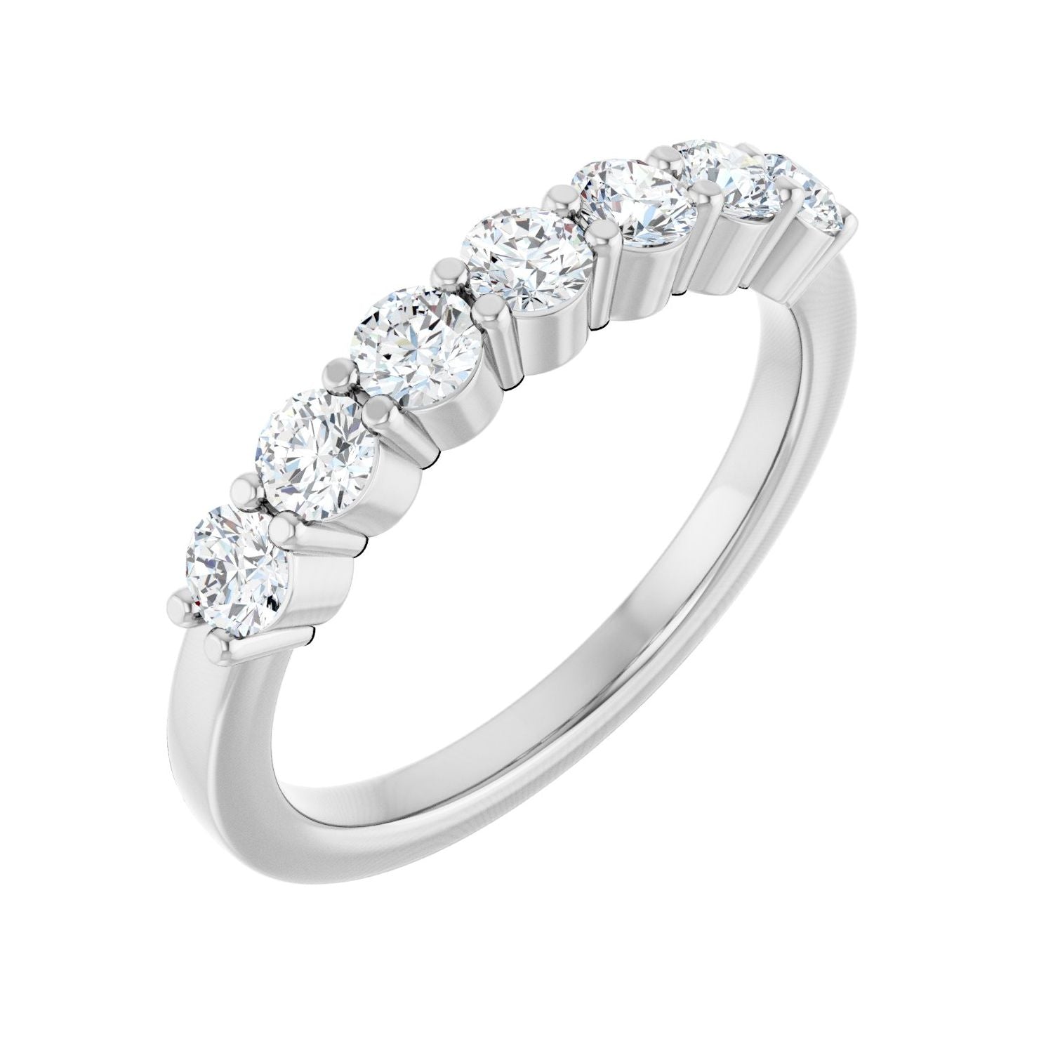 White Gold seven-stone diamond wedding band with 7 top-set round lab-grown diamonds