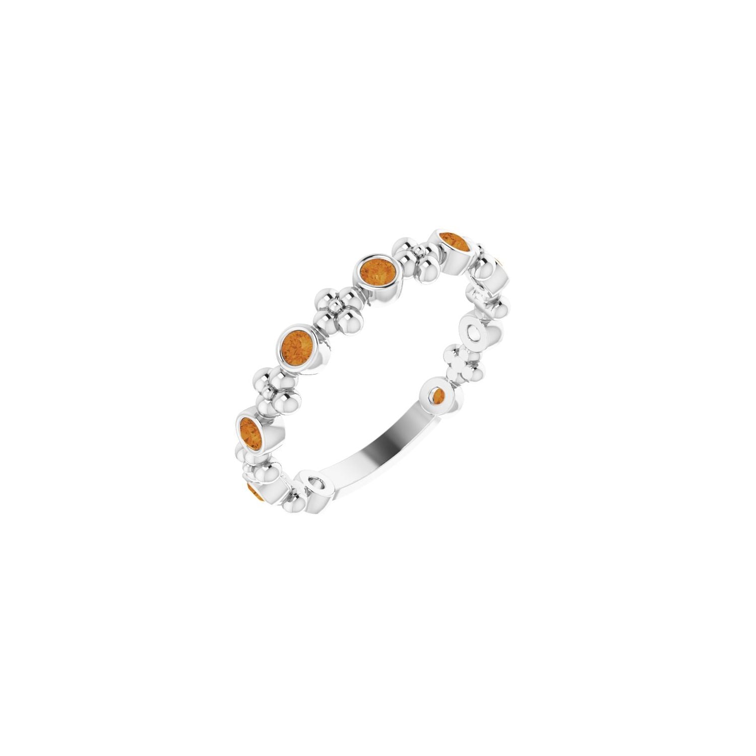 Citrine Beaded Ring in 14K White Gold