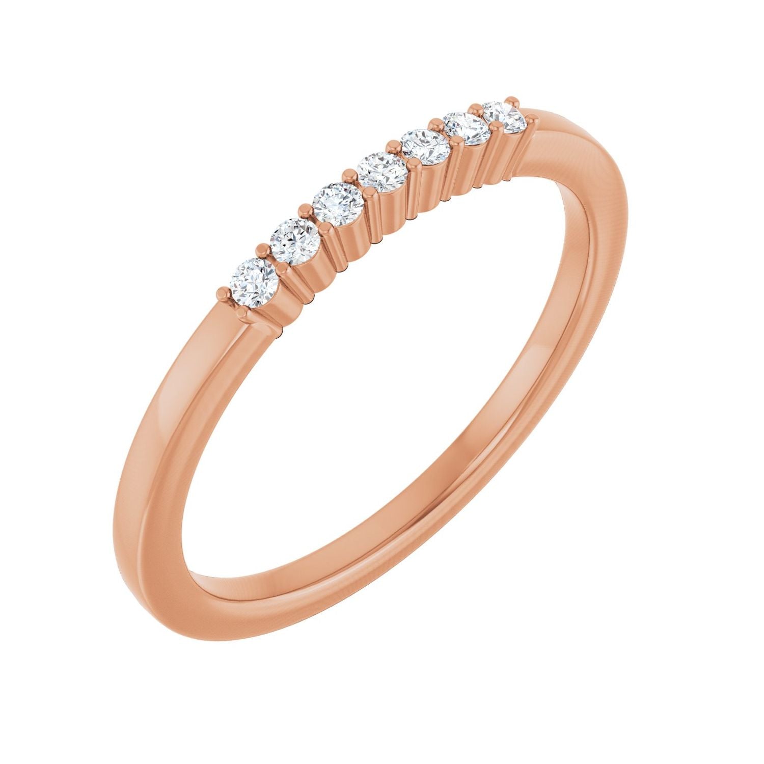 Rose Gold round diamond slim shared-prong diamond anniversary band