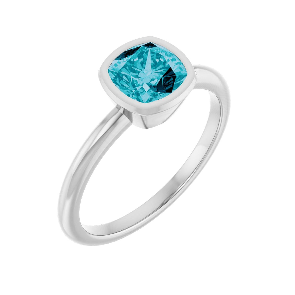 London Blue Topaz Cushion Solitaire in 14K White Gold