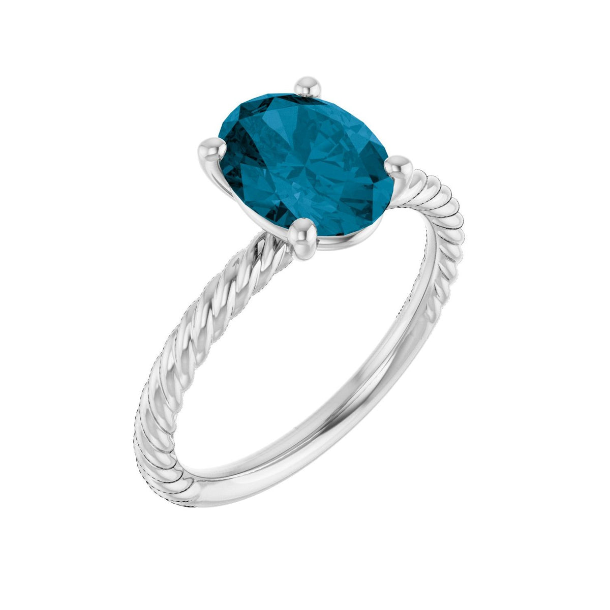 London Blue Topaz Oval Solitaire in 14K White Gold