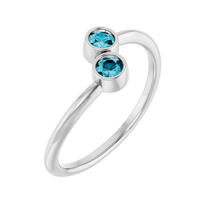 London Blue Topaz Two-Stone Ring in 14K White Gold