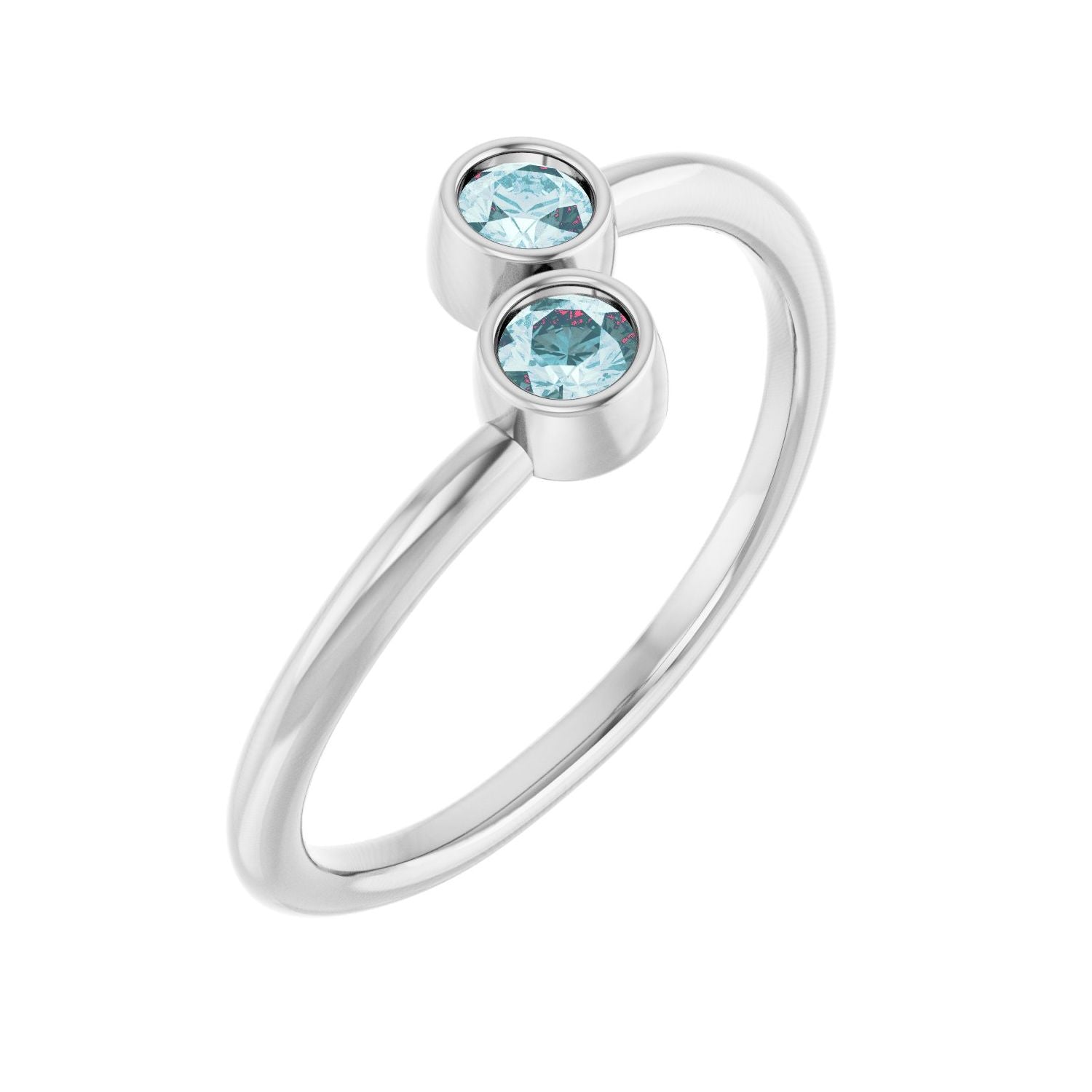 Blue Topaz Two-Stone Ring in 14K White Gold