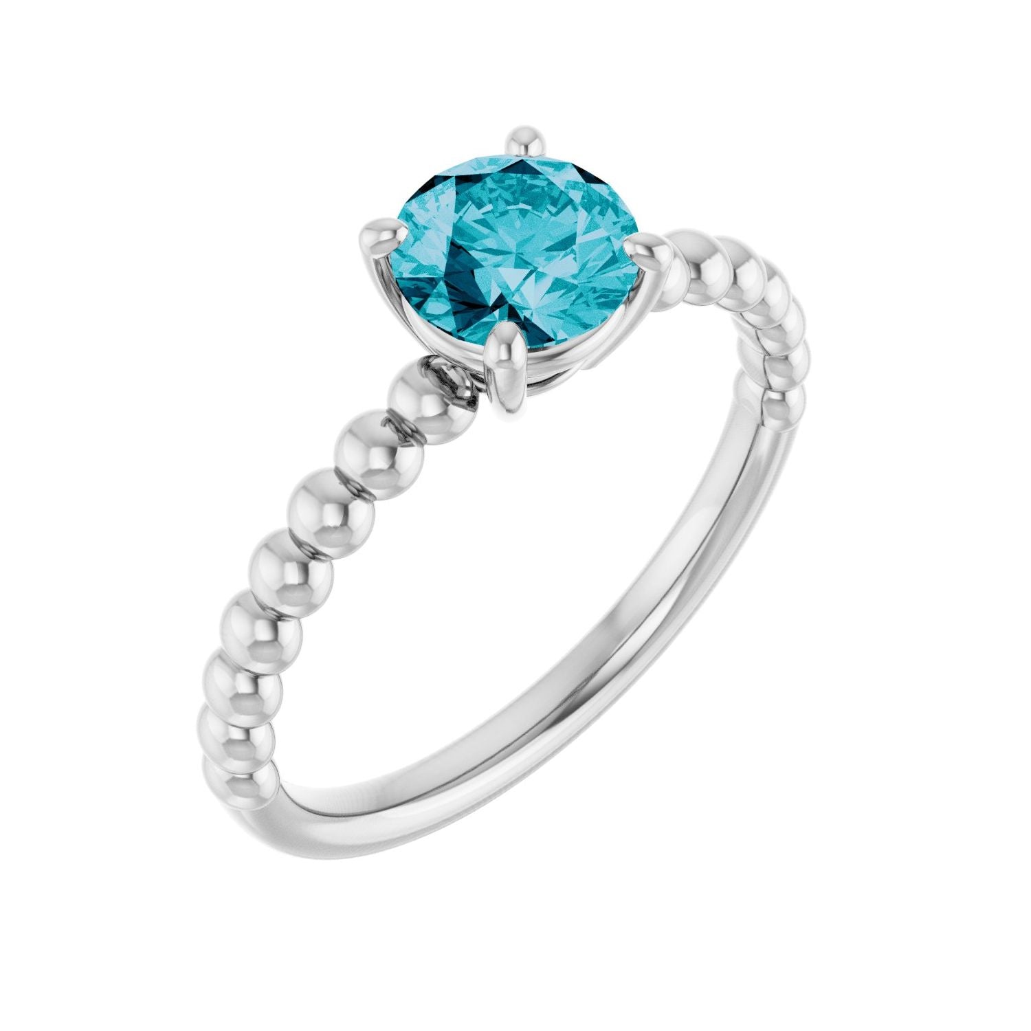 London Blue Topaz Beaded Band Ring in 14K White Gold