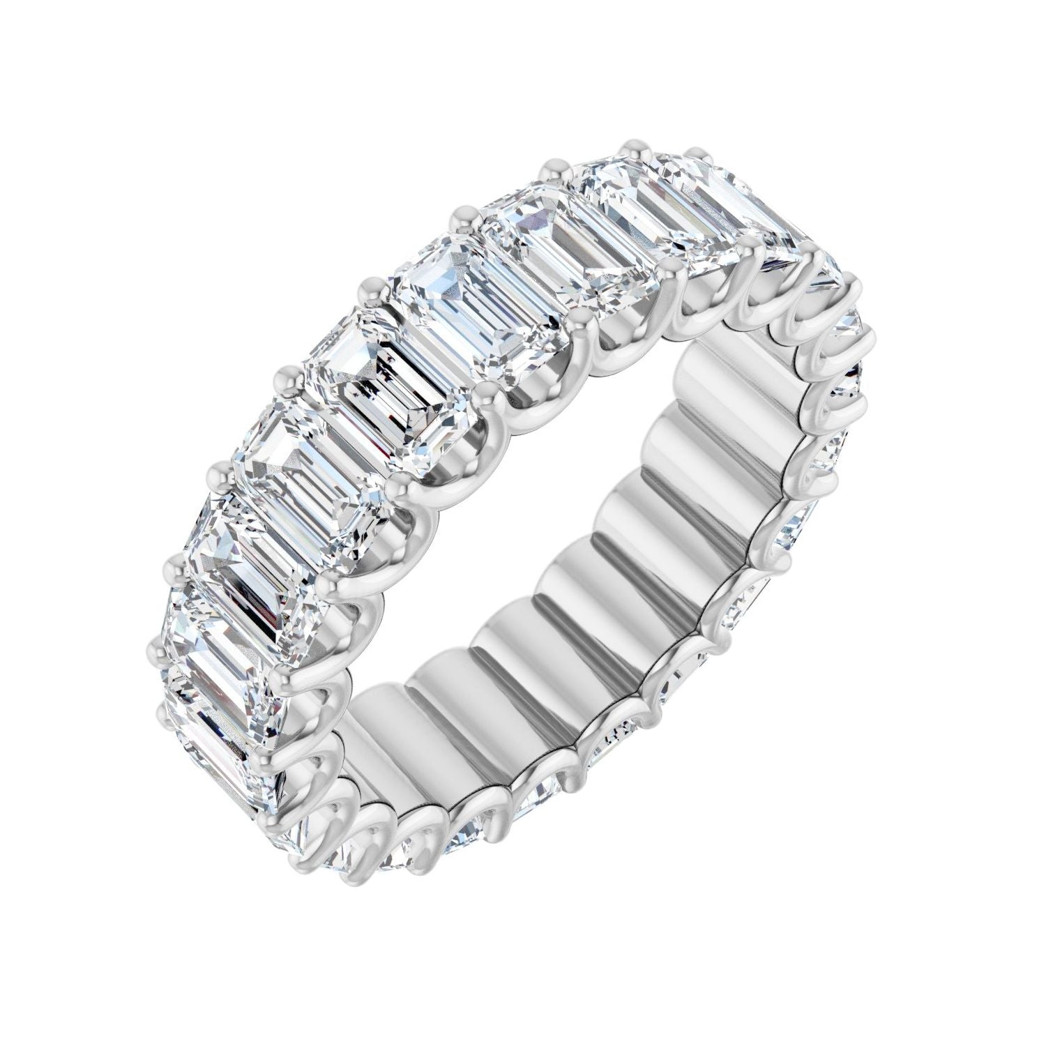 Slim East-West Emerald-Cut Diamond Eternity Band