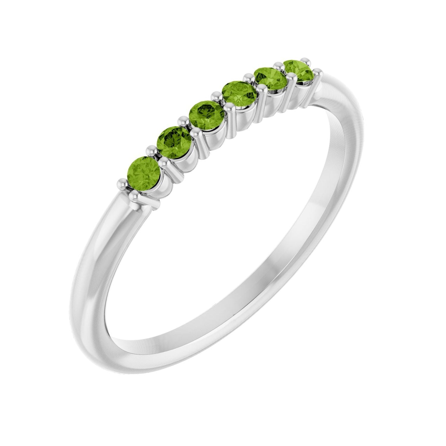Peridot Stackable Band in 14K White Gold