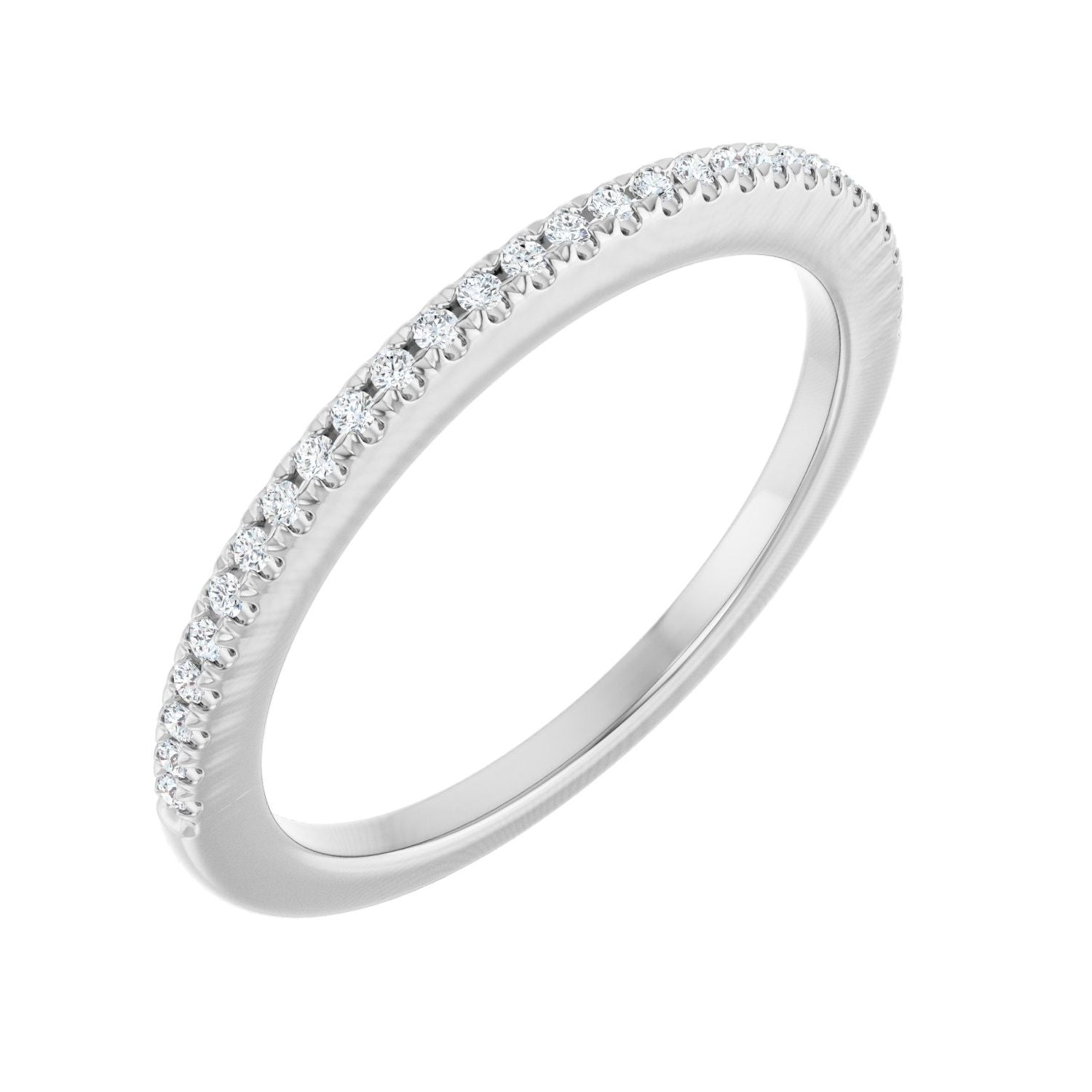 White Gold french-set natural diamond anniversary band with a single row of round brilliants
