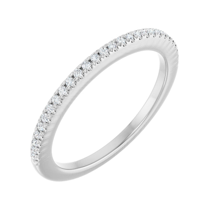 White Gold french-set natural diamond anniversary band with a single row of round brilliants