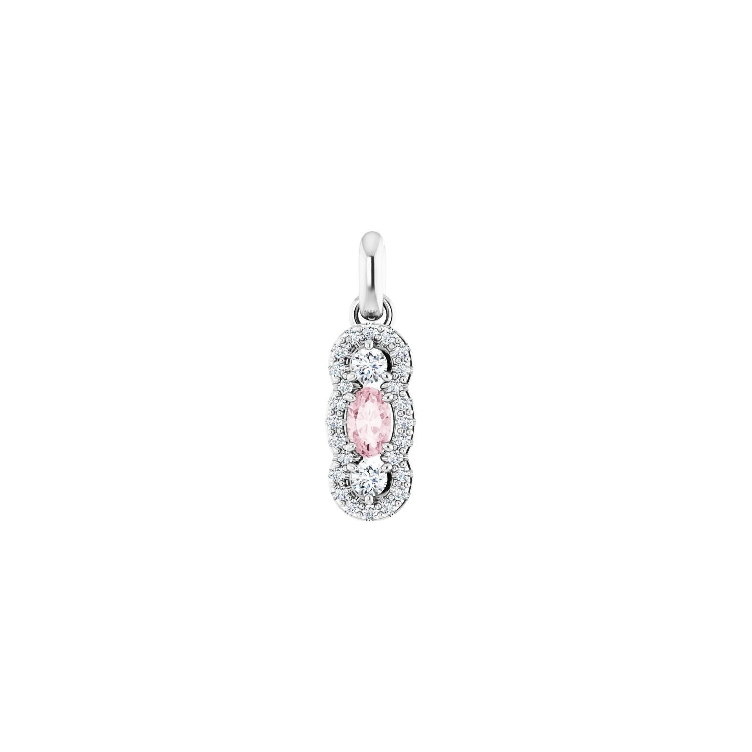 Pink Morganite & Diamond Halo Pendant (1/4 ctw) in 14K White Gold