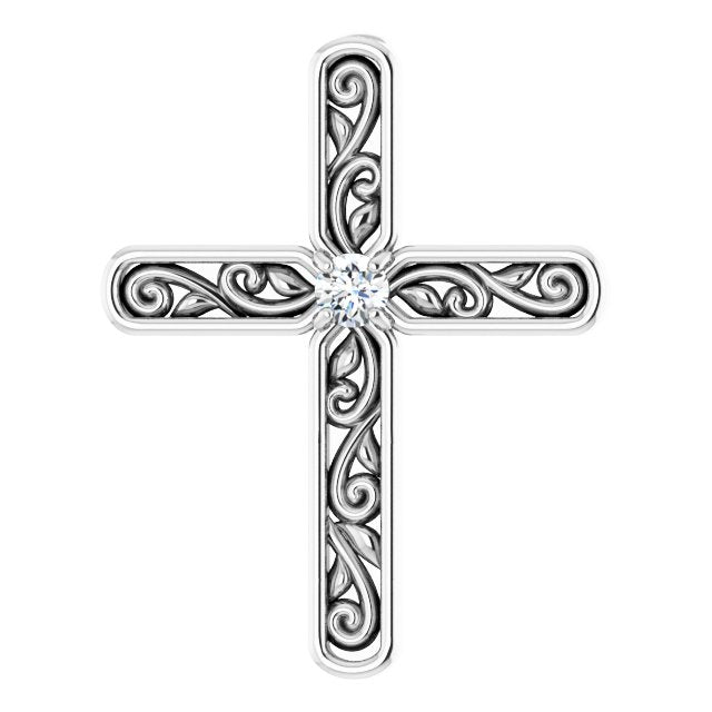classic diamond cross pendant in 14k white gold