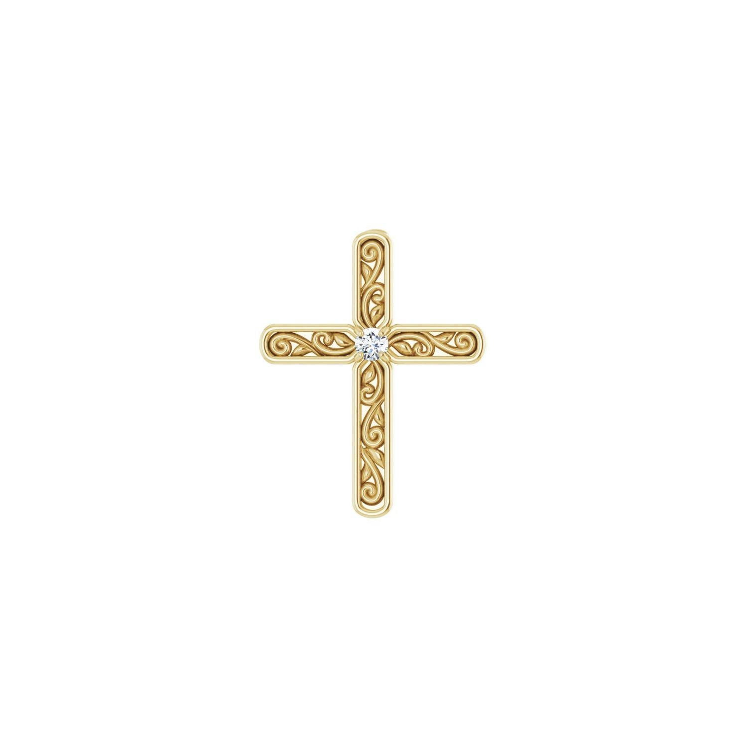 Classic Diamond Cross Pendant in 14K Yellow Gold