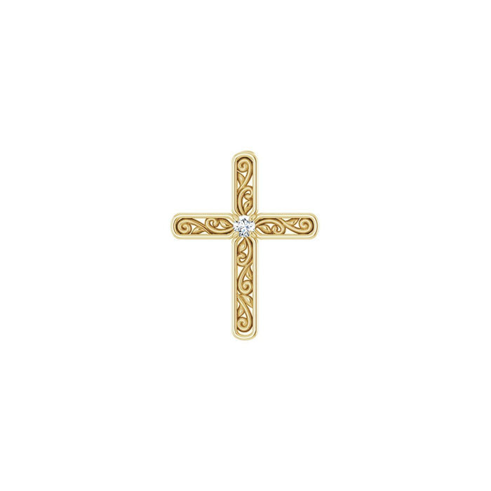 Classic Diamond Cross Pendant in 14K Yellow Gold