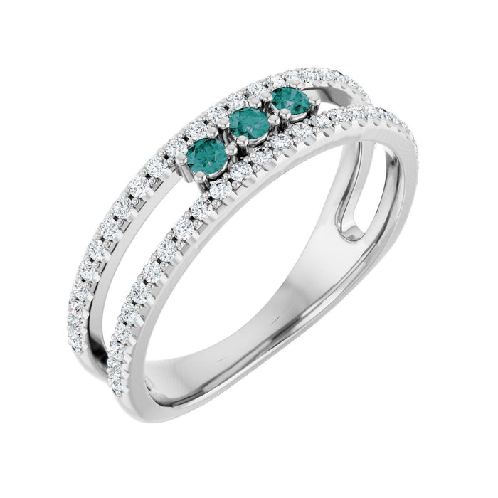 Alexandrite & 1/4 ctw Diamond Accent Ring in 14K White Gold