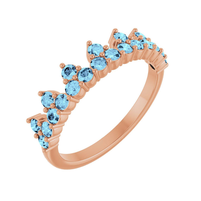 Crown Natural Aquamarine Ring in 14K Rose Gold