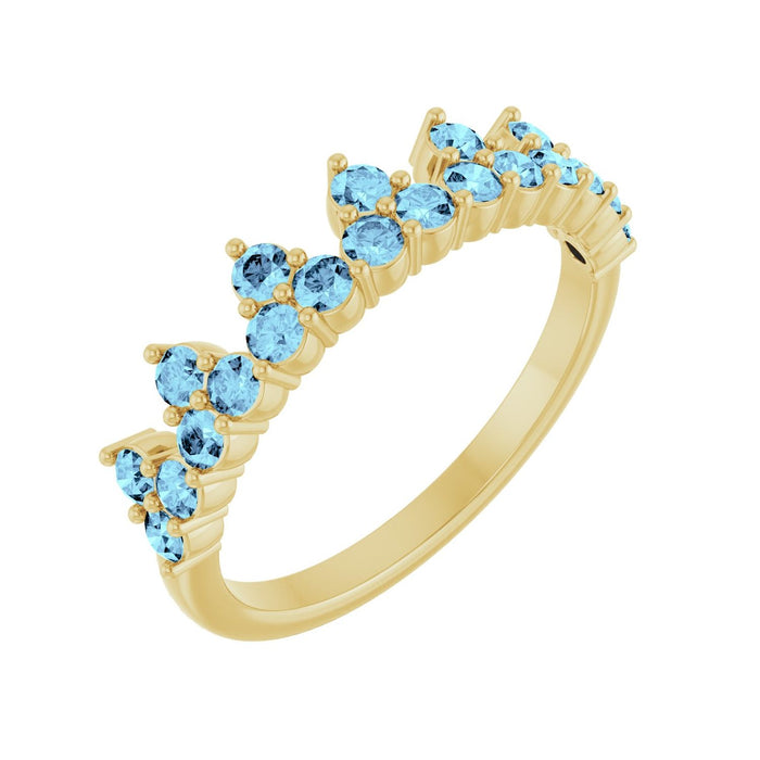 Crown Natural Aquamarine Ring in 14K Yellow Gold