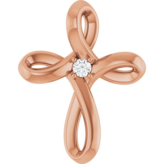 delicate diamond cross necklace in 14k rose gold