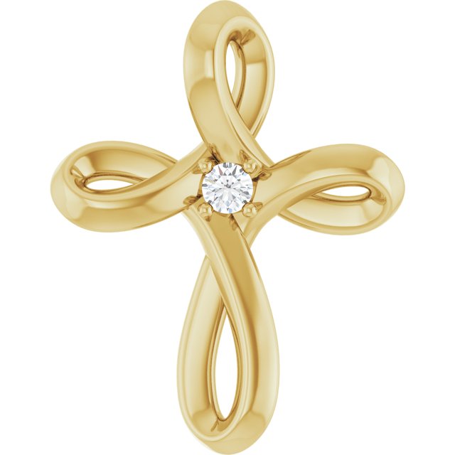 delicate diamond cross necklace in 14k yellow gold