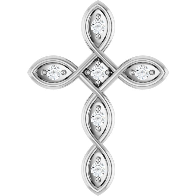 bold diamond cross pendant in 14k white gold