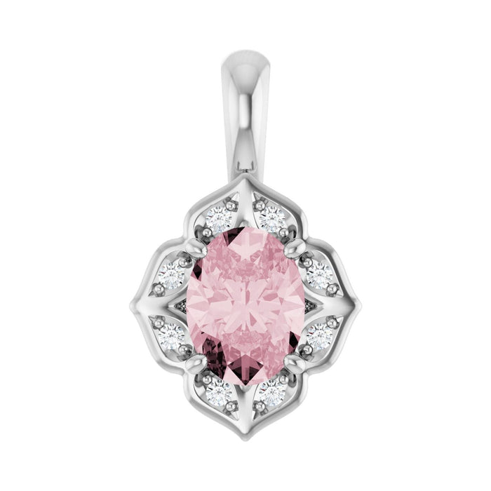 Pink Morganite Vintage Floral Pendant (0.08 ctw)