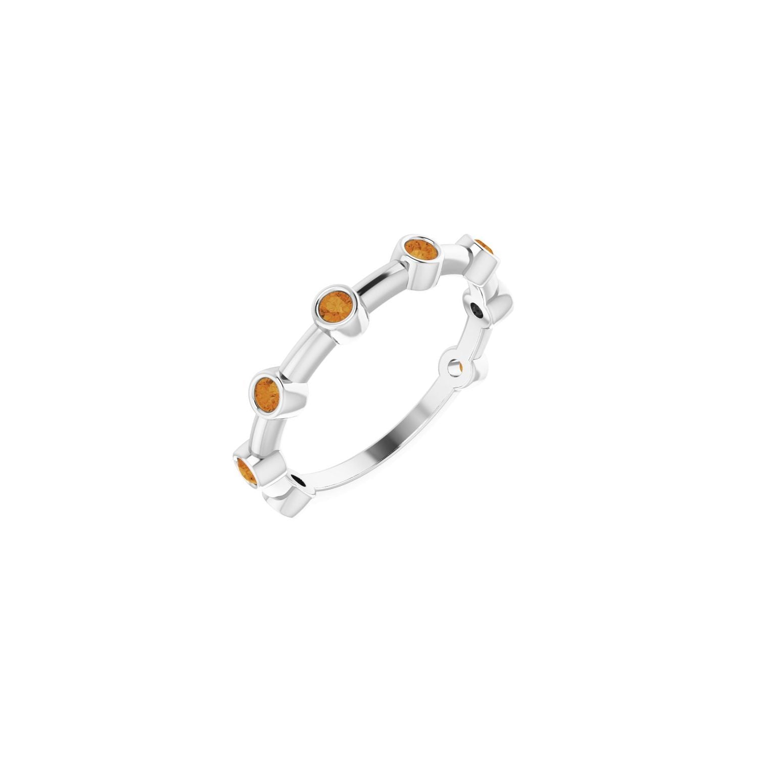 Citrine Bezel Bar Ring in 14K White Gold