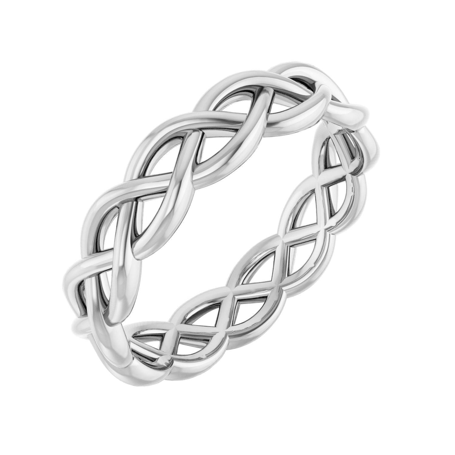 white gold woven-design women's wedding band