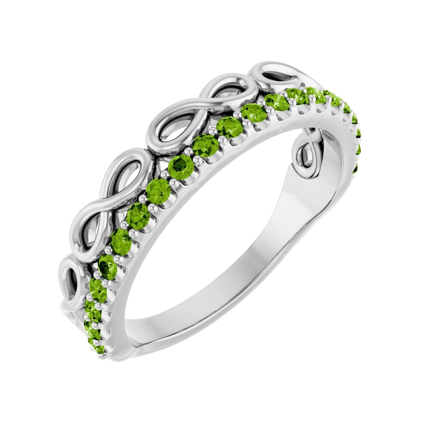Peridot Infinity Stackable Ring in 14K White Gold