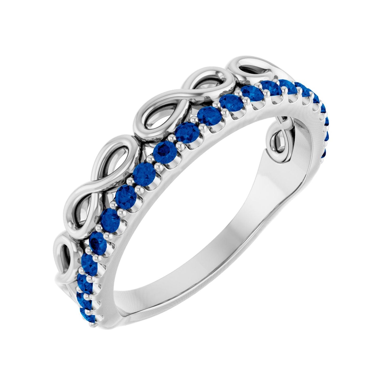 Blue Sapphire Infinity Ring in 14K White Gold