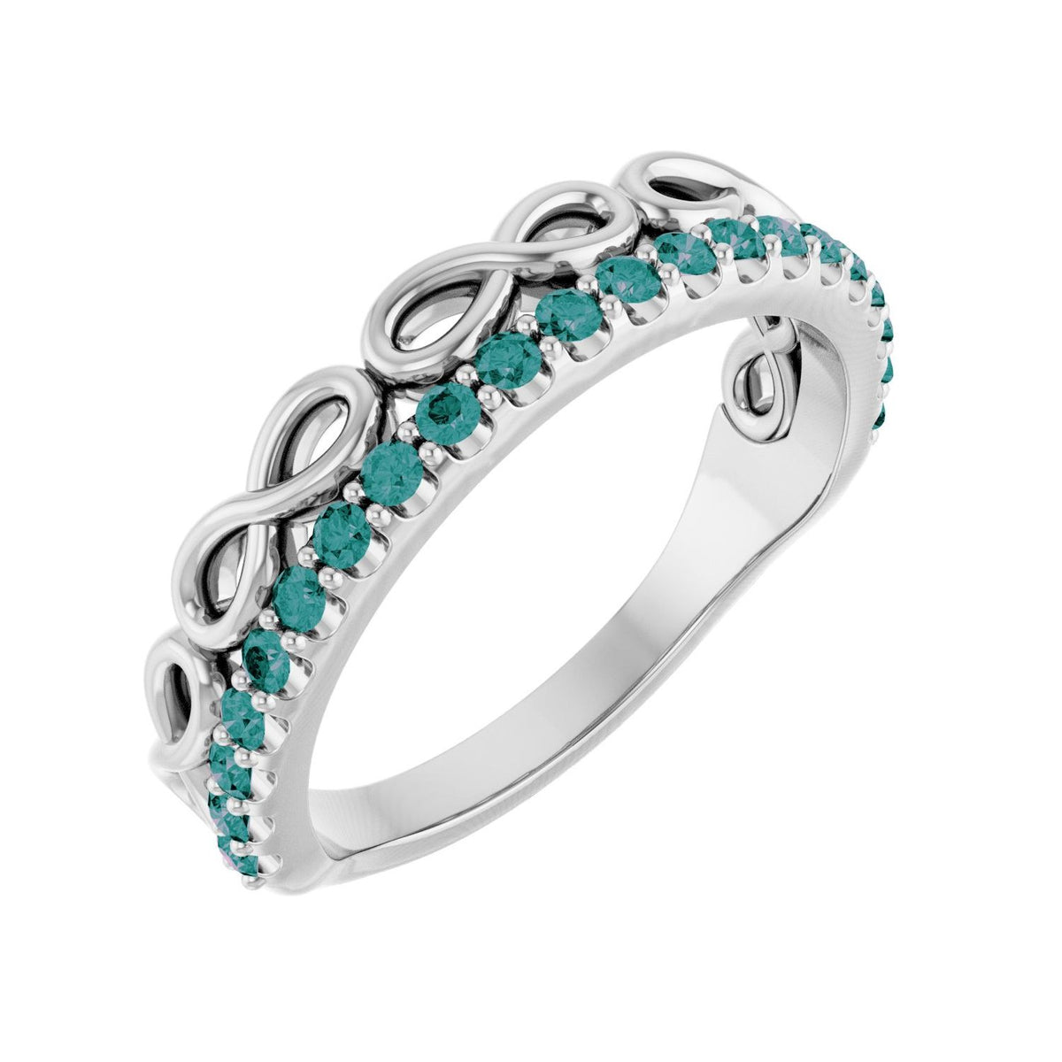 Alexandrite Infinity-Inspired Stackable Ring in 14K White Gold